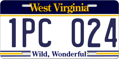 WV license plate 1PC024