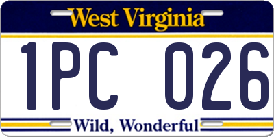 WV license plate 1PC026