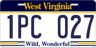 WV license plate 1PC027
