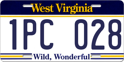 WV license plate 1PC028