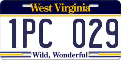 WV license plate 1PC029