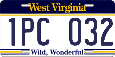 WV license plate 1PC032