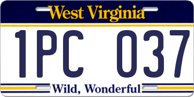 WV license plate 1PC037