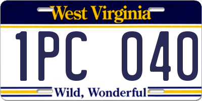 WV license plate 1PC040