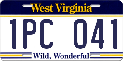 WV license plate 1PC041