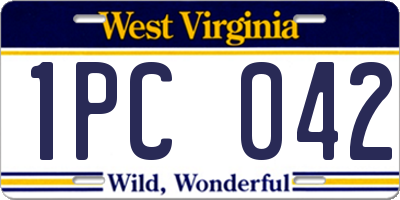 WV license plate 1PC042