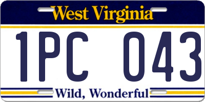 WV license plate 1PC043