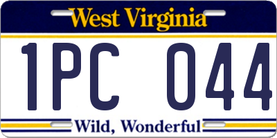 WV license plate 1PC044