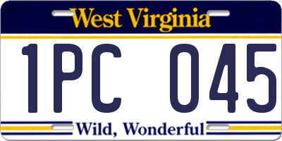 WV license plate 1PC045