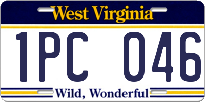 WV license plate 1PC046