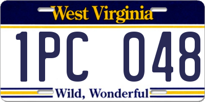 WV license plate 1PC048