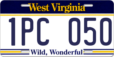 WV license plate 1PC050