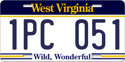 WV license plate 1PC051