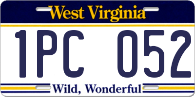 WV license plate 1PC052