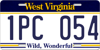WV license plate 1PC054