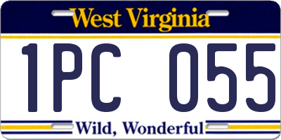 WV license plate 1PC055