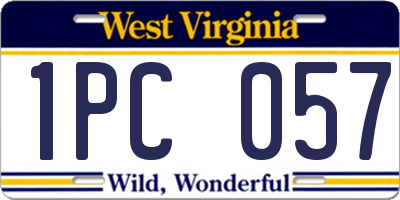 WV license plate 1PC057