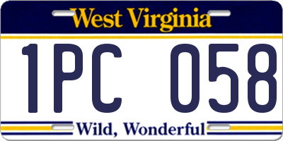 WV license plate 1PC058