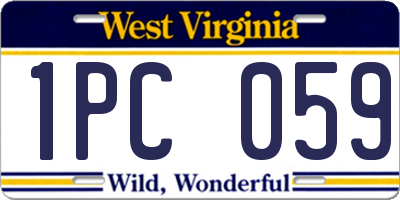 WV license plate 1PC059