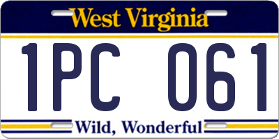 WV license plate 1PC061
