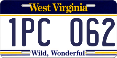 WV license plate 1PC062