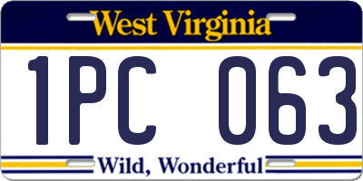 WV license plate 1PC063