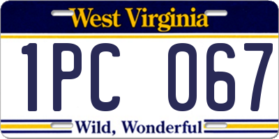 WV license plate 1PC067