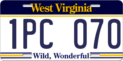 WV license plate 1PC070