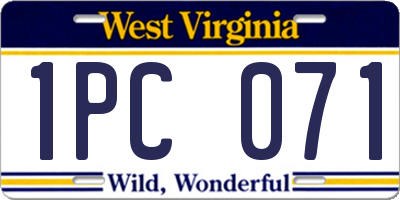 WV license plate 1PC071