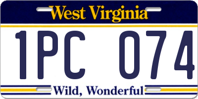 WV license plate 1PC074