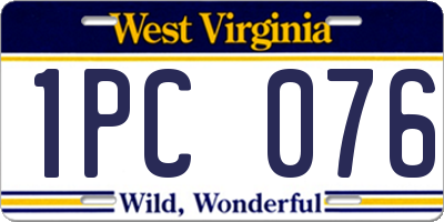 WV license plate 1PC076