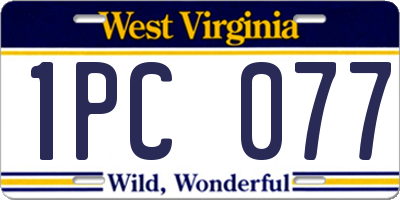 WV license plate 1PC077