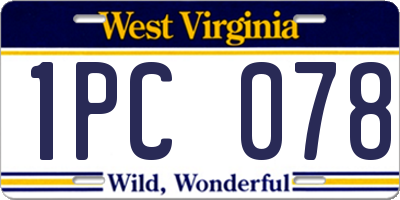 WV license plate 1PC078