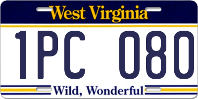 WV license plate 1PC080