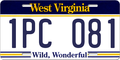 WV license plate 1PC081
