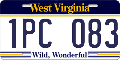 WV license plate 1PC083
