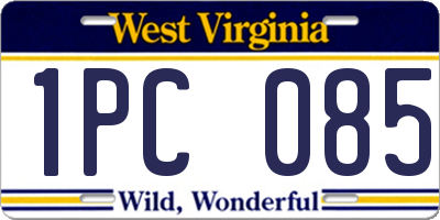 WV license plate 1PC085
