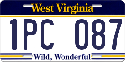 WV license plate 1PC087