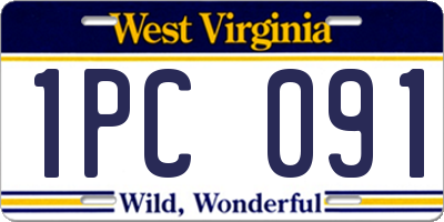 WV license plate 1PC091