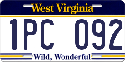 WV license plate 1PC092