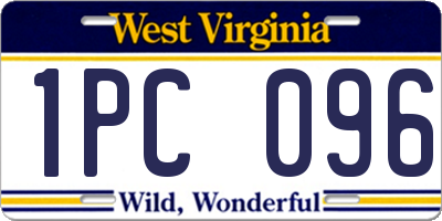 WV license plate 1PC096