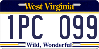 WV license plate 1PC099