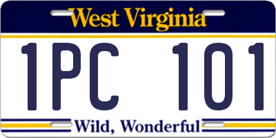 WV license plate 1PC101