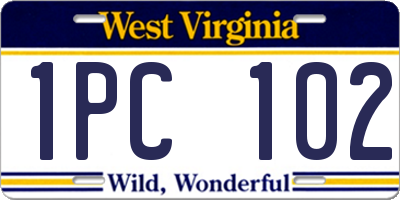 WV license plate 1PC102