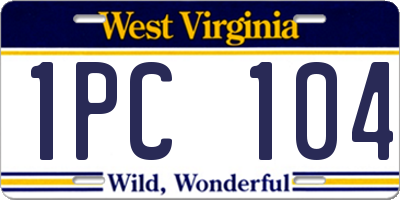 WV license plate 1PC104