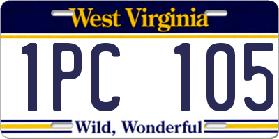 WV license plate 1PC105
