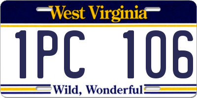 WV license plate 1PC106