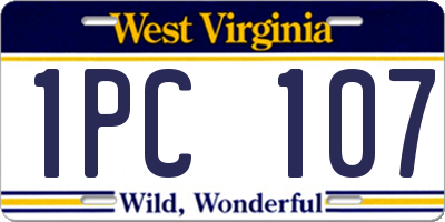 WV license plate 1PC107