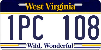 WV license plate 1PC108