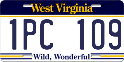 WV license plate 1PC109